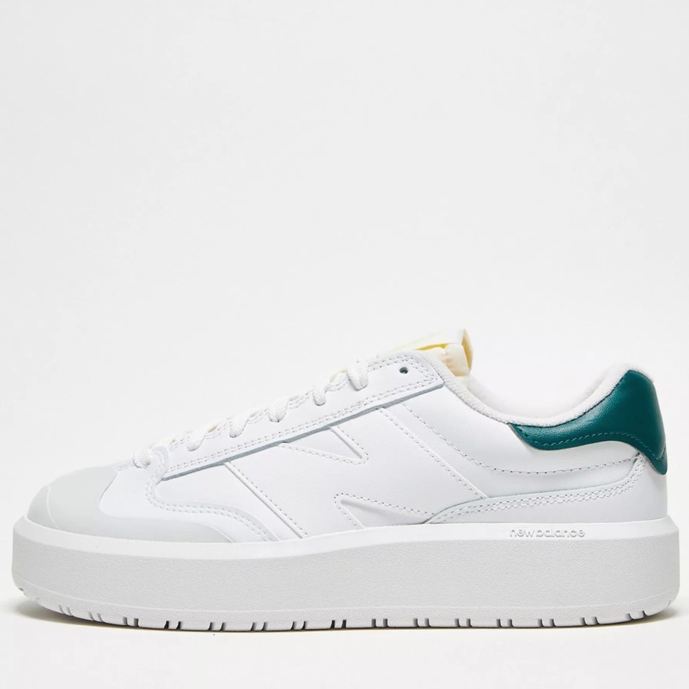 New Balance Women's White Sneakers with Teal Heel